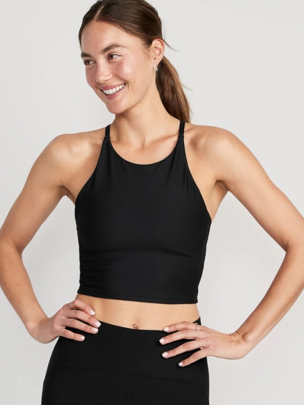 Old Navy | Active Black Light Support PowerSoft Longline Sports Bra Large
